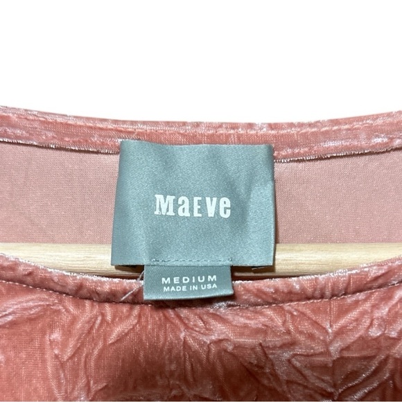 Anthropologie Maeve - Cold Shoulder Top Rose Pink Crushed Velvet - Size M - Picture 3 of 4